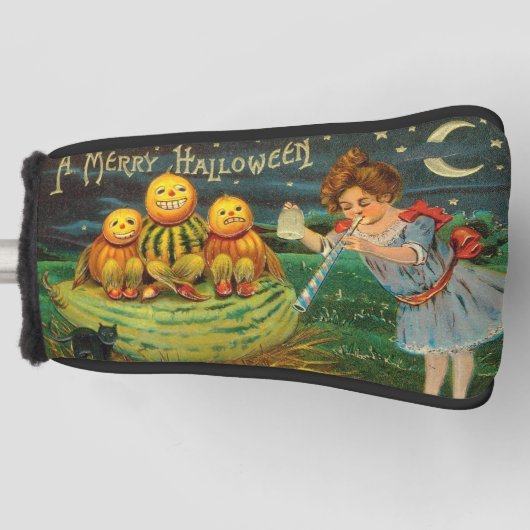 Jonge Heksendrank: Pompoenmannen op Magisch Altaar Golfheadcover (Voorkant)