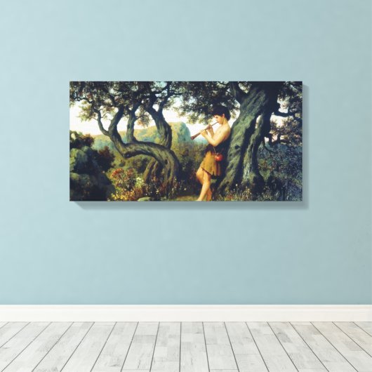 Jonge Herder Jongen Spelen De Fluit Canvas Afdruk (Insitu (Houten vloer))