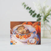 Jonge herfst muis slaapt in de Waterverf van Teacu Briefkaart (Staand voorkant)