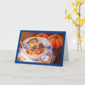 Jonge herfst muis slaapt in de Waterverf van Teacu Kaart (Gele Bloem)