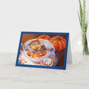 Jonge herfst muis slaapt in de Waterverf van Teacu Kaart