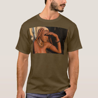 Jonge Himba-vrouw met hoofddeksels en decoraties T-shirt