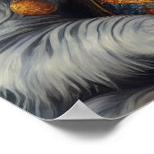 Jonge Hippie Mona Lisa en Haar Grijze Kat Poster (Hoek)