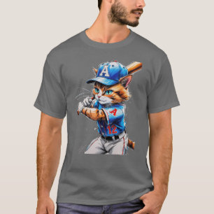 Jonge honkbalkat in uniform met zijn knuppel! t-shirt