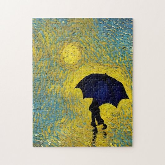 Jonge impressionist met paraplu op leuke zondag legpuzzel (Verticaal)