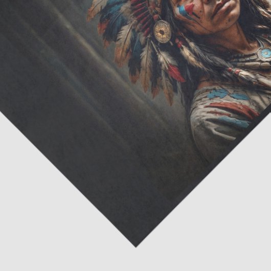 Jonge indiaan in traditionele klederdracht tissuepapier (Detail)