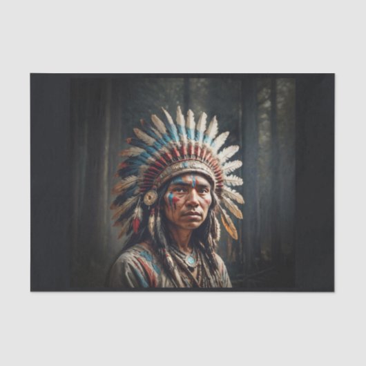 Jonge indiaan in traditionele klederdracht tissuepapier (Voorkant)