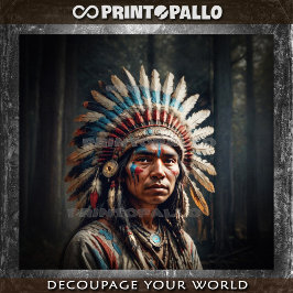 Jonge indiaan in traditionele klederdracht tissuepapier