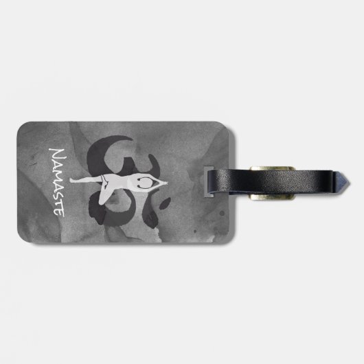 JONGE Instructeur Waterverf Meditation Pose Om Sig Bagagelabel (Achterkant horizontaal)