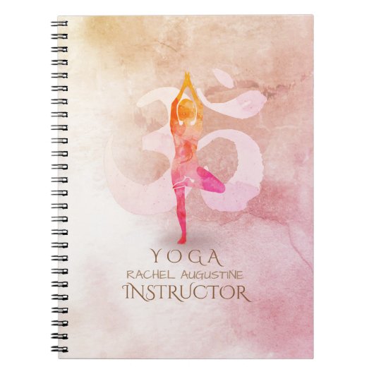 JONGE Instructeur Waterverf Meditation Pose Om Sig Notitieboek (Voorkant)