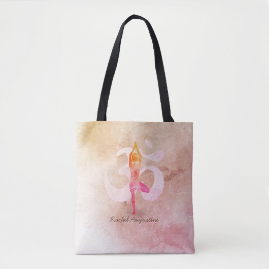 JONGE Instructeur Waterverf Meditation Pose Om Sig Tote Bag (Voorkant)