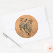 Jonge jachtluipaarden (Acinonyx Jubatus) hardlopen Ronde Sticker (Envelop)