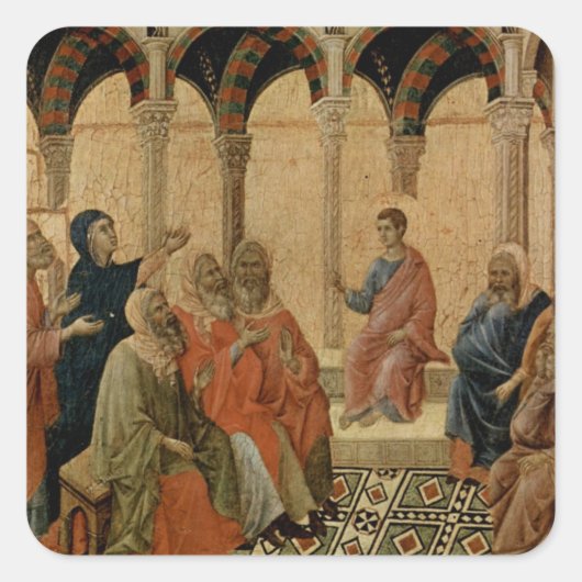 Jonge Jezus onderwijzen in de tempel Vierkante Sticker (Voorkant)
