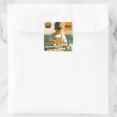 Jonge Jongen Cookie Bakker Vierkante Sticker (Tas)