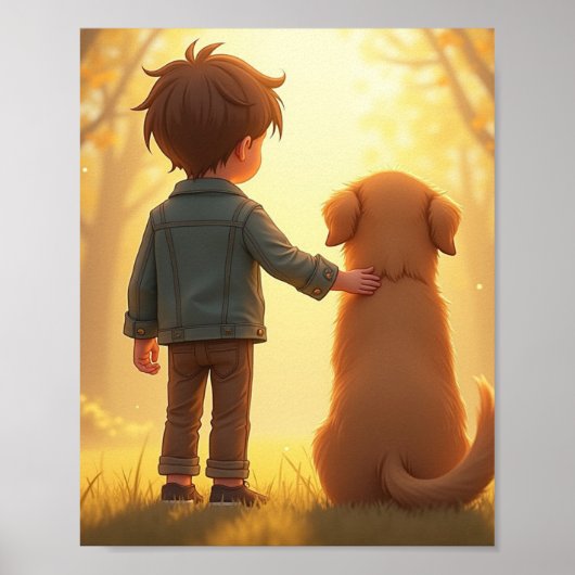 Jonge jongen en zijn hond poster (Voorkant)