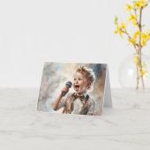 Jonge jongen leadzanger waterkleurillustratie blan kaart (Gele Bloem)