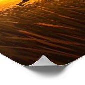 Jonge jongen loopt met hond bij zonsondergang poster (Hoek)