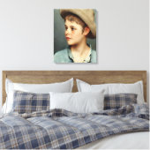 Jonge Jongen met Strohoed door Eugene de Blaas - 1 Canvas Afdruk (Insitu (Slaapkamer))
