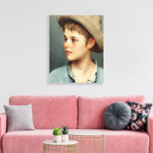 Jonge Jongen met Strohoed door Eugene de Blaas - 1 Canvas Afdruk (Insitu (Woonkamer))