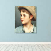 Jonge Jongen met Strohoed door Eugene de Blaas - 1 Canvas Afdruk (Insitu (Houten vloer))