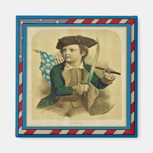  jonge jongen met vlag en Saber Magneet (Voorkant)