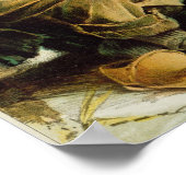 Jonge jongen met vogels in de sneeuw poster (Hoek)