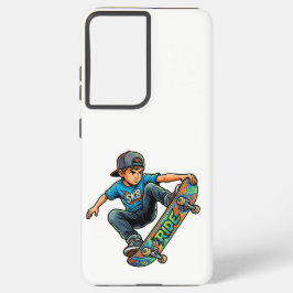 Jonge jongen op skateboard samsung galaxy hoesje