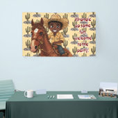 Jonge Jongen Rijdt Vrolijk Paard Spandoek (Beurs)