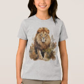 Jonge jongens leeuw T-shirt. Tri-Blend Shirt (Voorkant)