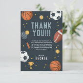 Jonge jongens Modern Blue Sportkinderen Birthday Bedankkaart (Staand voorkant)