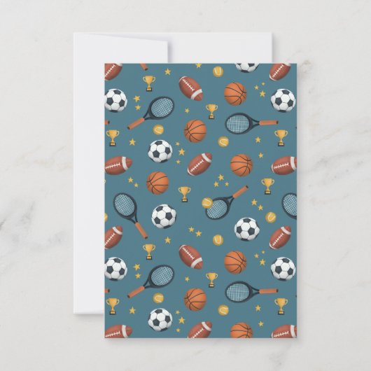 Jonge jongens Modern Blue Sportkinderen Birthday Bedankkaart (Achterkant)