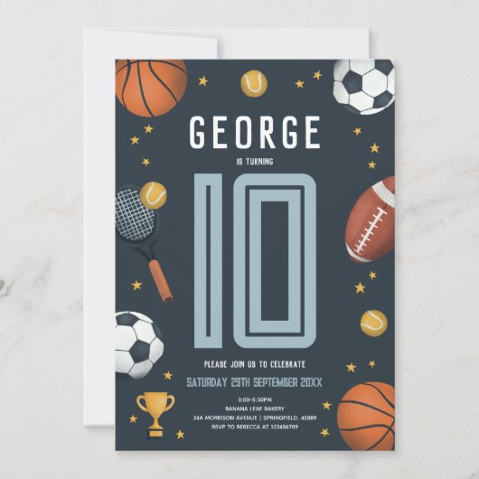 Jonge jongens Modern Blue Sportkinderen Birthday Kaart (Voorkant)