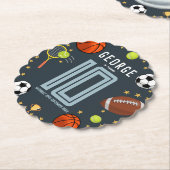 Jonge jongens Modern Blue Sportkinderen Birthday Kartonnen Onderzetters (Gekanteld)