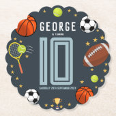 Jonge jongens Modern Blue Sportkinderen Birthday Kartonnen Onderzetters (Voorkant)