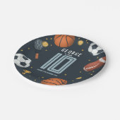 Jonge jongens Modern Blue Sportkinderen Birthday Papieren Bordje (Gekanteld)