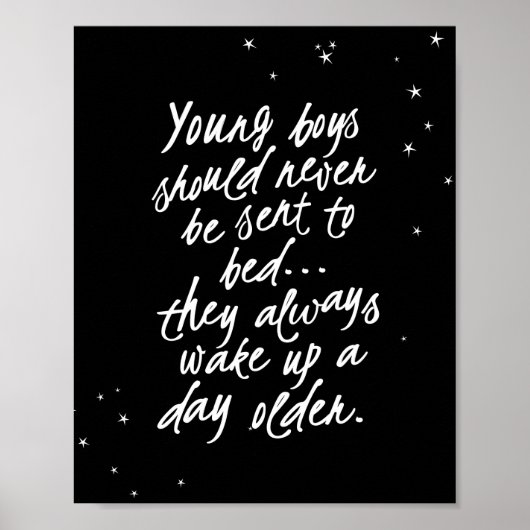Jonge Jongens Moeten Nooit Naar Bed Worden Gestuur Poster (Voorkant)