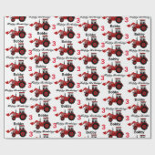 Jonge jongens Rode Lader Tractor Naam in Leeftijd  Cadeaupapier (Vlak)