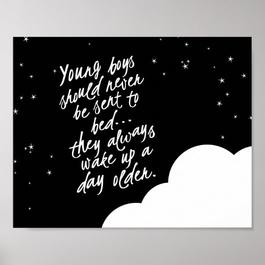 Jonge jongens zouden nooit... Peter Pan Muurdecora Poster (Voorkant)