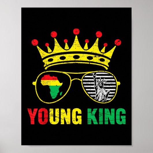Jonge Juneteenth 1865 King Freedom African 19 juni Poster (Voorkant)