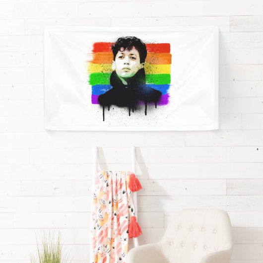 Jonge Kamala Harris LGBTQ Pride Flag Graffiti Spandoek (Insitu)