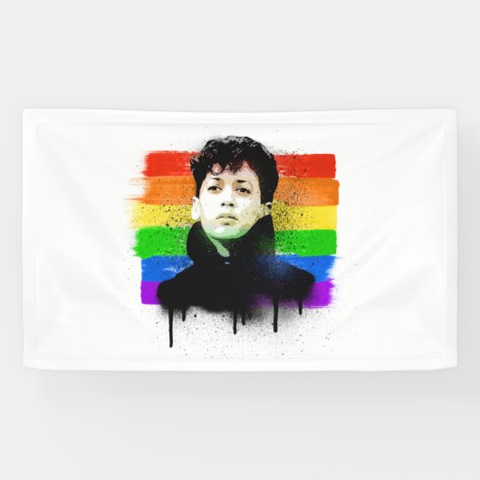 Jonge Kamala Harris LGBTQ Pride Flag Graffiti Spandoek (Horizontaal)