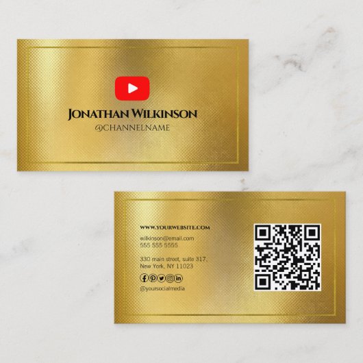 JONGE kanaalreclame QR-code GOLD Visitekaartje (Voorkant / Achterkant)