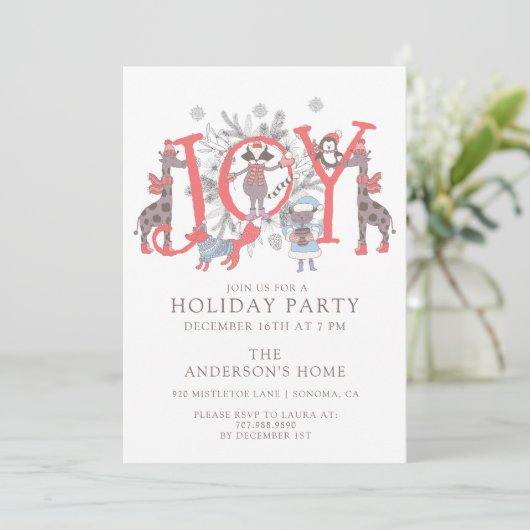 Jonge kerstfeestdag voor dieren Invitati Kaart (Staand voorkant)