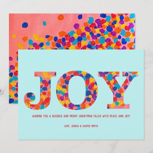 Jonge kerstkaart - Confetti Notitiekaartje (Voorkant / Achterkant)