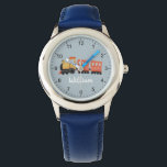 Jonge Kinder reizen voor jongens Horloge<br><div class="desc">Dit schattige en moderne kind is voorzien van een treinreisillustratie en een plek waar je je jongen's naam kunt toevoegen. Ideaal voor elk kind dat droomt van treinbestuurder! Met duidelijke getallen en een blauwe achtergrond,  is dit vuurwapenhorloge geweldig voor een peuter die de tijd leert kennen.</div>