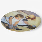 Jonge kinderen die op de strand spelen (Mary Cassa Papieren Bordje (Gekanteld)