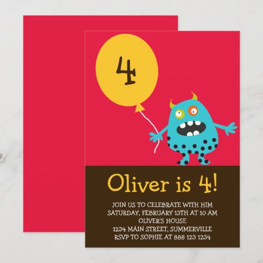 Jonge kinderen - Uitnodiging op zaterdag - Blauwe  (Voorkant / Achterkant)