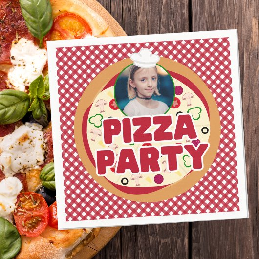 Jonge kinderen van de Rode Pizza Partij Servet