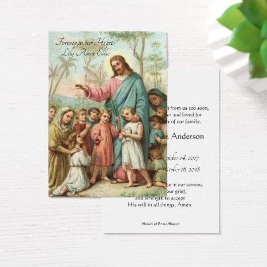 Jonge kindkatholieke begrafenisherdenking Kaart - (Bureau)