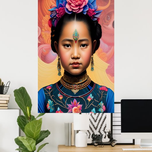 Jonge kleine prinses portret poster (Thuiskantoor)